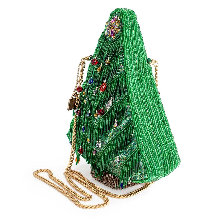 Festive Fir Beaded Christmas Tree Crossbody Handbag