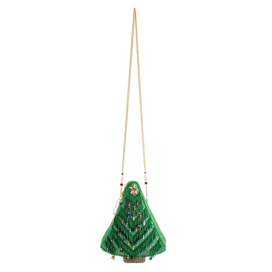 Festive Fir Beaded Christmas Tree Crossbody Handbag