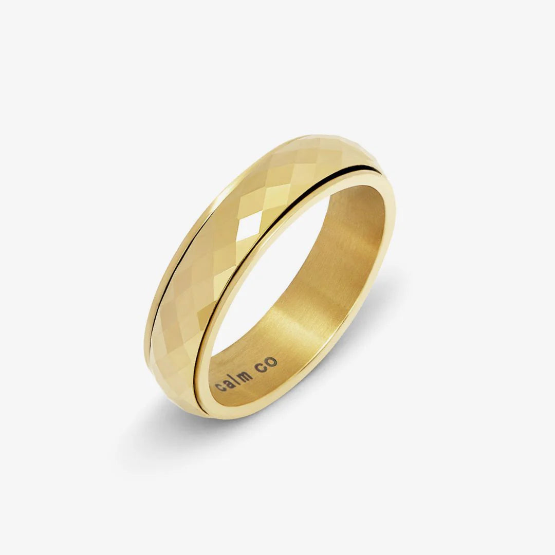 Gold Minimal Pattern Anxiety Ring