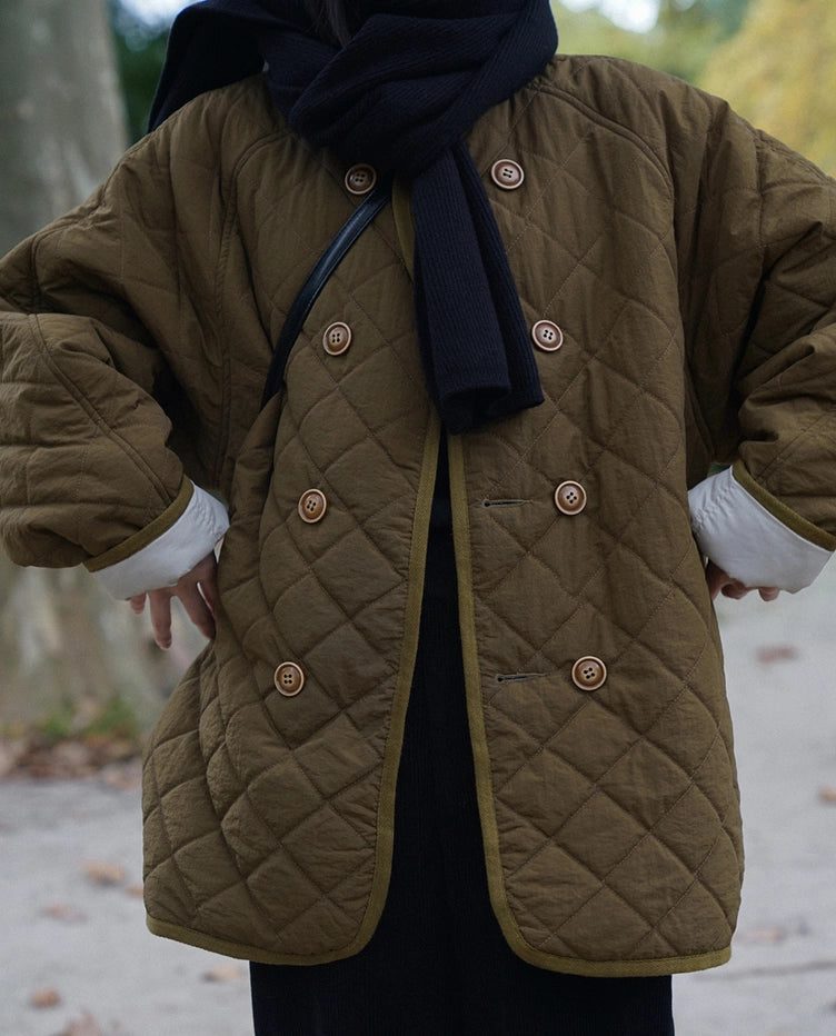 Oversized Button Quilted Jacket