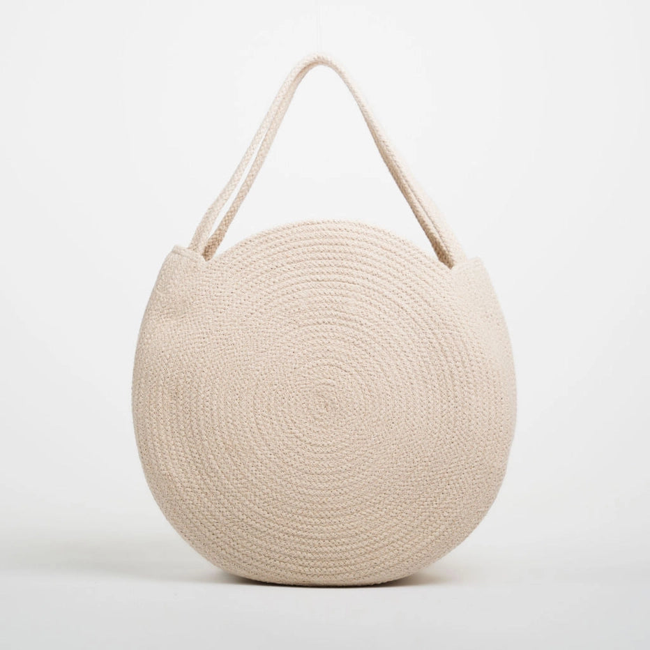 Ridhi Circular Cotton Shoulder Bag- Cream