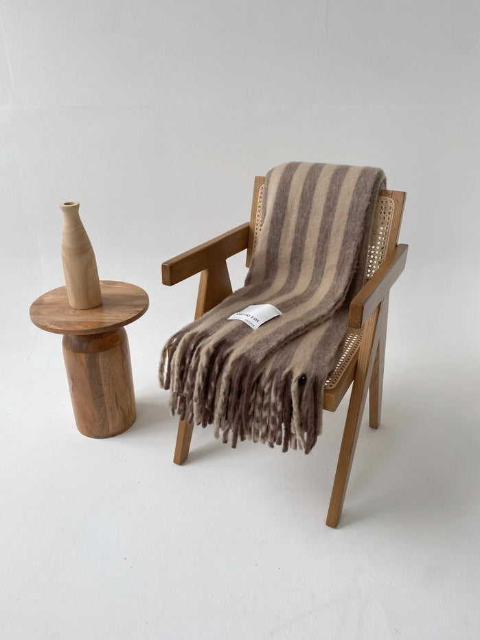 The Wool Stripe Throw - Burnt Umber Stripe