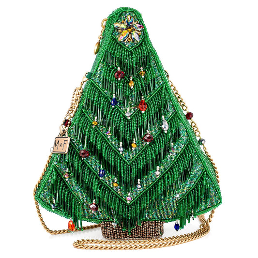 Festive Fir Beaded Christmas Tree Crossbody Handbag