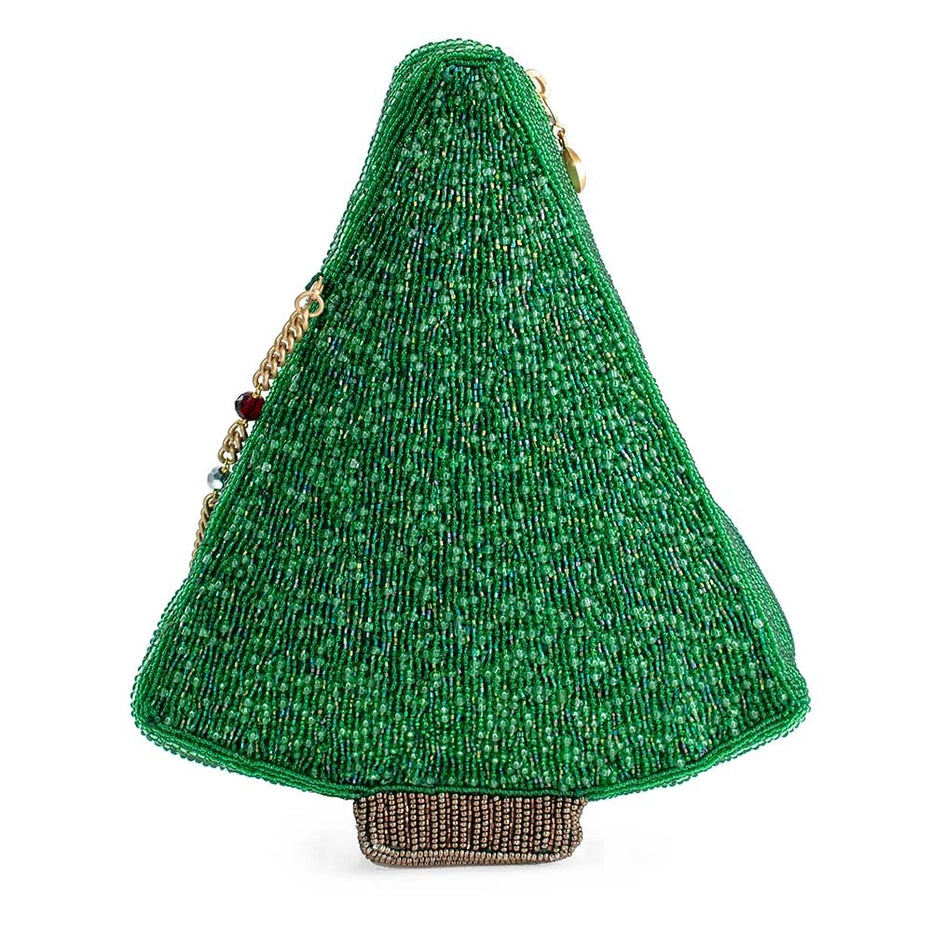 Festive Fir Beaded Christmas Tree Crossbody Handbag