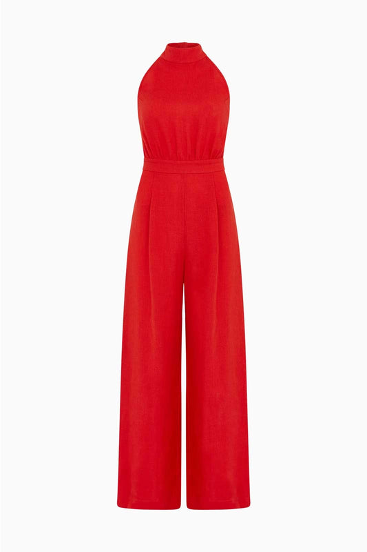 The Sofia Halterneck Jumpsuit in Red